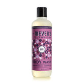 Mrs Meyers Clean Day Plumberry bottle pour for easy shower dosing.