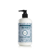 Mrs. Meyer's Snowdrop hand lotion bottle showing non-greasy hydration for dry hands