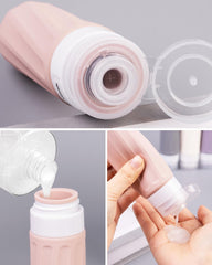 Mrsdry travel bottles 1oz cream jars neatly arranged for easy refills during travel