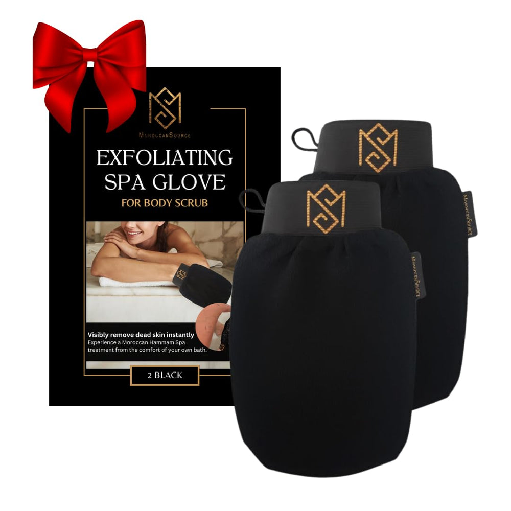 MS Exfoliating Glove Kessa Mitt in black for deep exfoliation and shower routine.