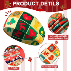 MTLEE Christmas stretchy headbands with Santa pattern ideal for party hairstyles.