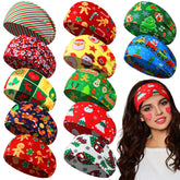 MTLEE Christmas stretchy headbands showcase varied patterns for everyday festive styling.