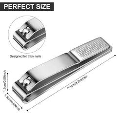 Mudder toenail clippers silver large size in hand demonstrates easy grip and control.