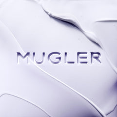 MUGLER Alien Body Lotion application after shower scene suggests long-lasting scent and softness