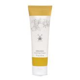MÜHLE Organic Shaving Cream bottle close-up showing vegan formula for a smooth shave.