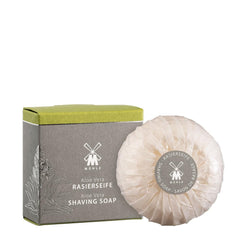 MÜHLE Aloe Vera Shaving Soap lather forming with a brush for a rich, smooth shave.