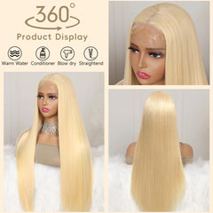 Mululi 30-inch 613 lace-front wig side view highlights length and shine for versatile styling.