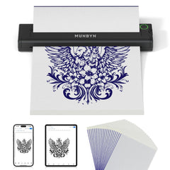 MUNBYN ITP05 front view, compact stencil printer ideal for on-the-go tattoo prep.