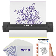 MUNBYN tattoo stencil printer ITP06 on desk showing precise stencil output for studio use