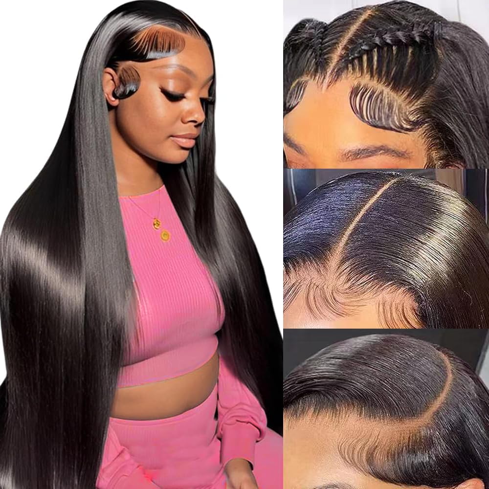 MUNONG 30inch lace-front wig straight shows natural fall for everyday wear.
