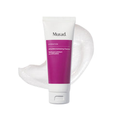 Murad AHA/BHA Exfoliating Cleanser bottle front promotes smoother, softer skin.