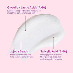 Murad AHA/BHA Exfoliating Cleanser closeup of active acids for smoother skin.