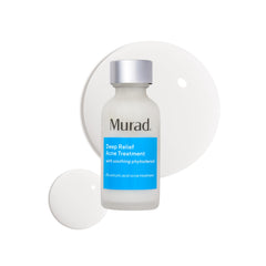 Murad Deep Relief Acne Treatment bottle demonstrates targeted relief for deep breakouts.