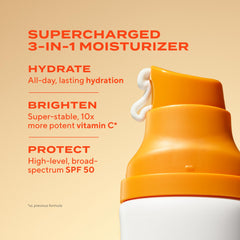 Murad brightening moisturizer SPF 50 texture closeup highlighting sheer finish.