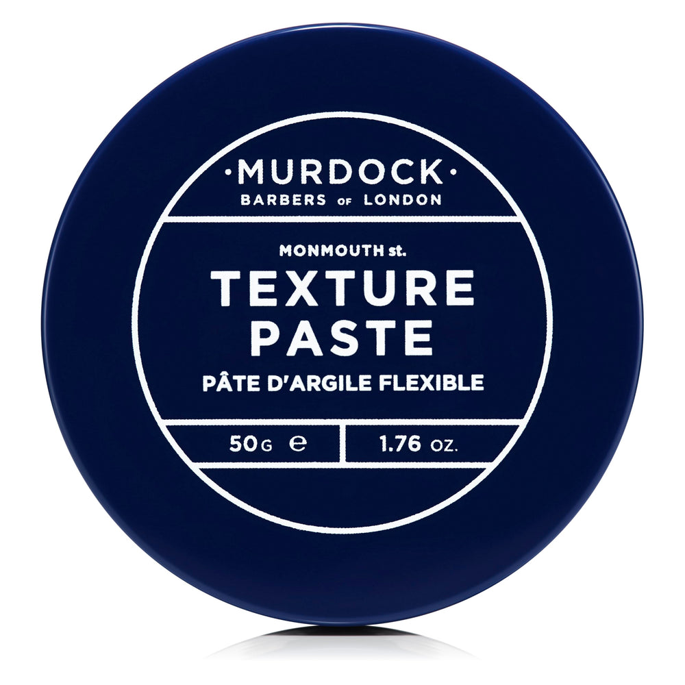 Murdock London Texture Paste jar closeup shows soft hold and low sheen finish.