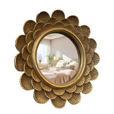 Musanpou vintage vanity mirror front view with antique gold frame and crisp reflection for makeup.