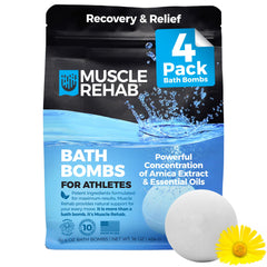Muscle Rehab bath bombs with eucalyptus tub soak for relaxation and muscle comfort