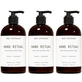 Muse Apothecary Hand Ritual bottle closeup with coconut-sandalwood aroma emphasis