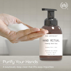 Muse Apothecary Hand Ritual foam lather on hands for thorough yet gentle cleansing