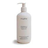 Mushie Baby Shampoo & Body Wash bottle fragrance-free promotes gentle cleansing for delicate skin.