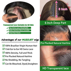 MUZOJET body-wave hair shows natural luster for versatile styling.