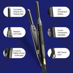 Mvxitanny mini flat iron used on bangs for sharp edge styling.
