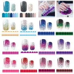 mwellewm nail stickers gradient glitter full wraps for salon-like shine.