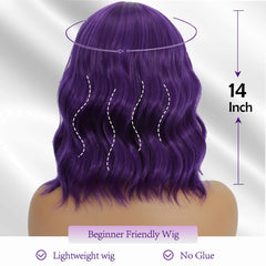Peluca bob corto morada oscura, look versátil