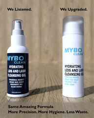 Myboclean aloe vera gel drop emphasizes soothing hydration for eyelids.