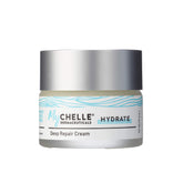 MyCHELLE Deep Repair Cream bottle close-up showing hydration for dry skin.