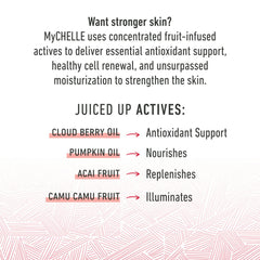 MyChelle Pumpkin Renew Cream being applied to face and neck supports daily nourishment.