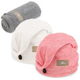 myHomeBody hair towel wrap light gray open-end fiber for quick drying