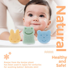 myHomeBody Konjac sponge trio highlights natural, plant-based kids bath benefits.