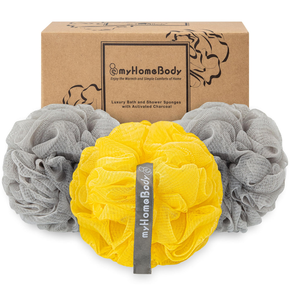 myHomeBody loofah large 70g sponge offers generous size for easy lather and exfoliation.