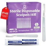 MyMed disposable 14R dermaplane razor close-up handle for precise control and smooth skin.