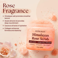 Mystère Beauté Himalayan Salt Body Scrub rose oil and almond oil detail.