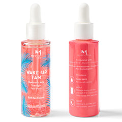 Mystic Tan Wake Up Tan serum application close-up shows smooth, even coverage