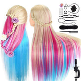 MYSWEETY 29-inch colorful hair mannequin head front view for practice braiding