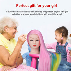 MYSWEETY colorful mannequin head used for braiding practice and technique building.