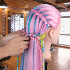 MYSWEETY pink mannequin head used for cutting practice and precision trims.