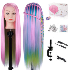 MYSWEETY 29-inch colorful hair mannequin head for washing practice and hair care demos.