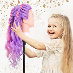 MYSWEETY hair training head includes clamp stand for stable practice sessions.
