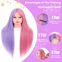 MYSWEETY manikin head 70% real hair texture for natural-looking styling.
