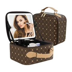MYUREN travel makeup bag with lychee leather texture keeps cosmetics organized on trips.