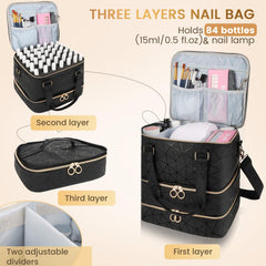 MZTXY three-layer nail polish organizer emphasizes compact storage and tool separation.