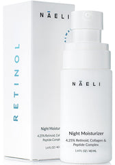 NAELI retinoid night cream jar close-up for nighttime renewal and smoother skin texture.