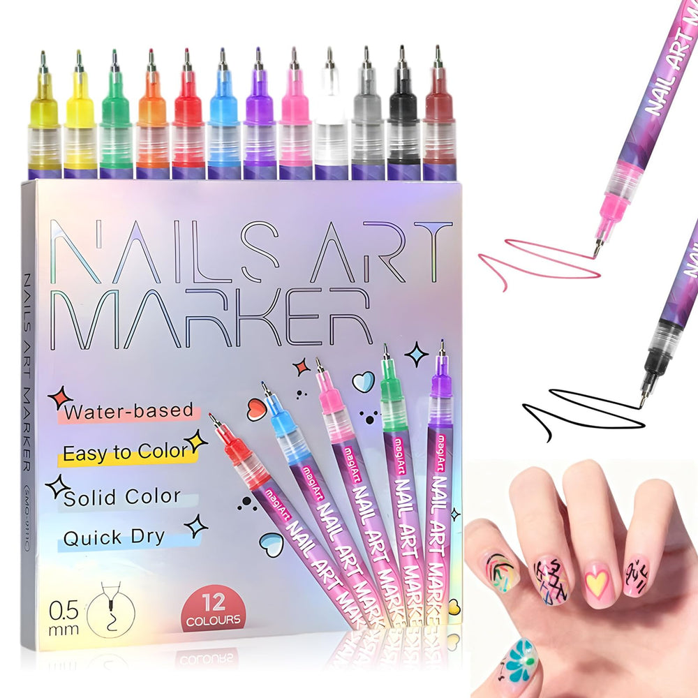 Nail Art Pens 12-color palette for detailed DIY designs