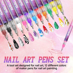Nail Art Pens 3D quick-dry feature shown on swatches