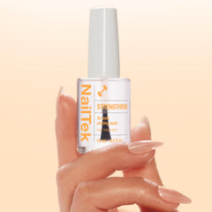 Application swatches reveal Nail Tek Formula 2 improving nail flexibility.