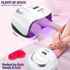 NAILGIRLS UV LED Nail Lamp wide opening enables quick five-nail cures at once